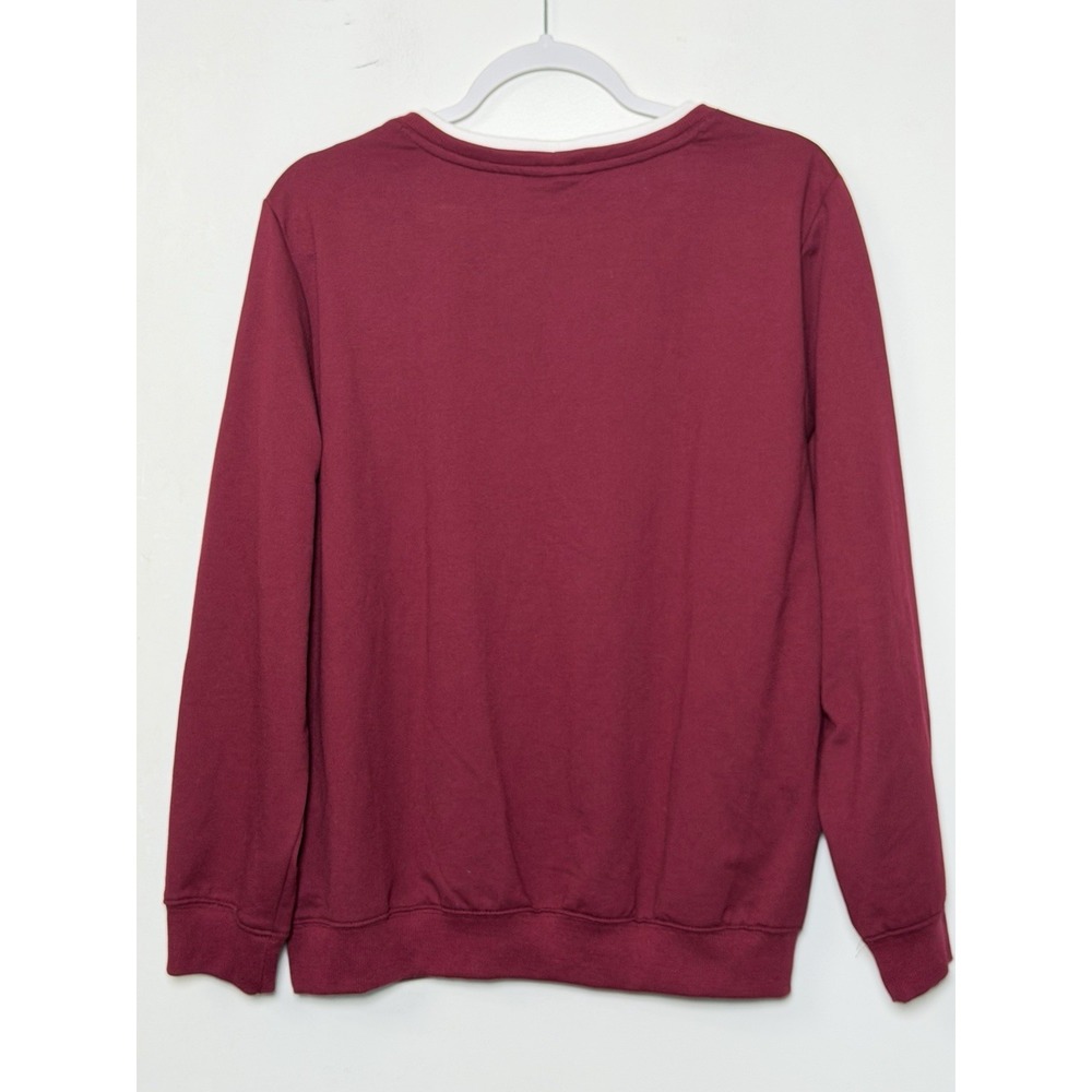 Vintage Alfred Dunner Women's Large Burgundy Embroidered Fall Sweatshirt Granny - Picture 3 of 7